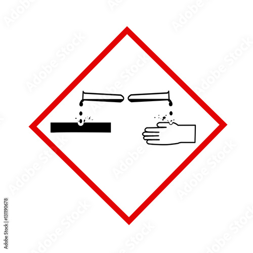 Panneau attention produits corrosif