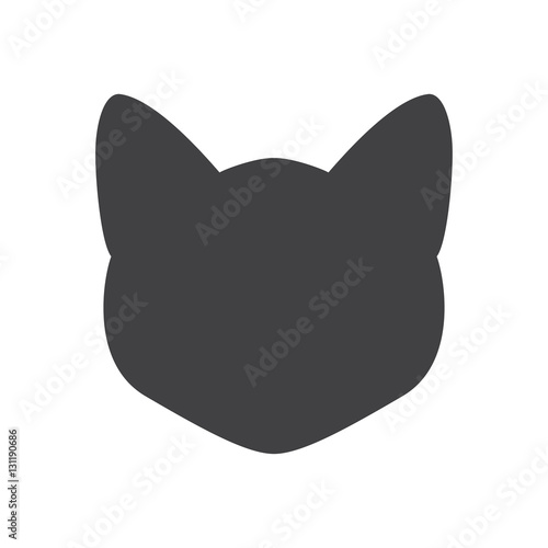 Black silhouette of cat head on a white background. Vector illustration