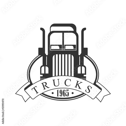 Heavy Trucks Company Club Logo Black And White Design Template With Ribbon