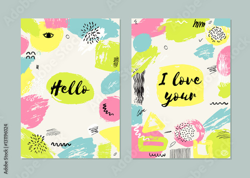Trendy set of brush strokes card.
