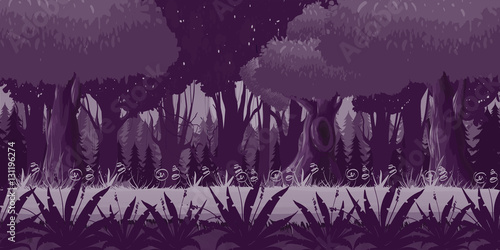 Game Seamless Horizontal Forest Background for side scrolling 2D games, action, adventure