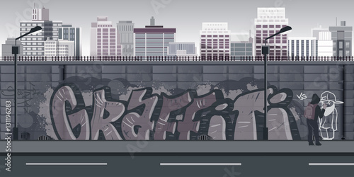 Graffiti wall background, urban art