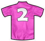 Number 2 two pink sport shirt as a soccer,hockey,basket,rugby, baseball, volley or football team t-shirt. For the goalkeeper or woman player