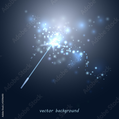 Vector illustration of a magic wand. Blue wand with a star