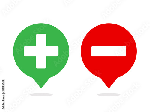 Plus and minus in comic balloon icon vector