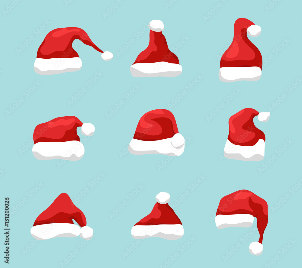 Santa hat vector symbol illustration. Holiday red hat santa claus design decoration. Winter Merry christmas and new year celebration Santa hat vector symbol illustration. Holiday red hat santa claus design decoration. Winter Merry christmas and new year celebration