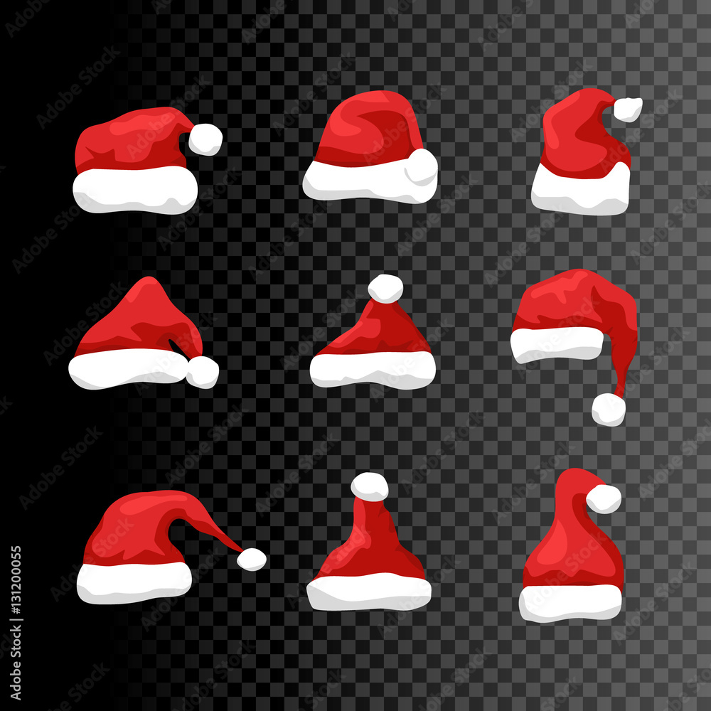 Santa hat vector symbol illustration isolated. Holiday red hat santa claus design decoration on transparent. Winter Merry christmas and new year celebration Santa hat vector symbol illustration isolated. Holiday red hat santa claus design decoration on transparent. Winter Merry christmas and new year celebration