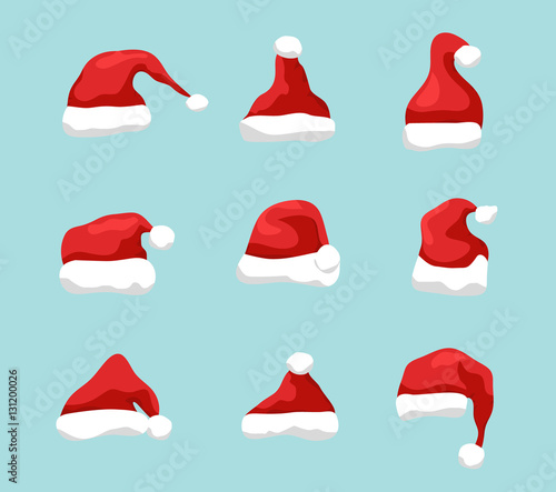Santa hat vector symbol illustration. Holiday red hat santa claus design decoration. Winter Merry christmas and new year celebration