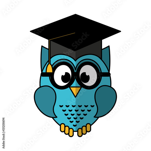 owl with graduation hat icon vector illustration design