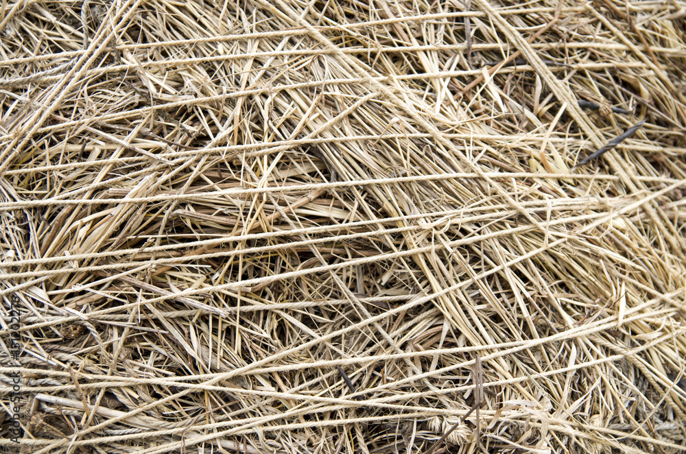 Straw and natural rope closeup Straw and natural rope closeup
