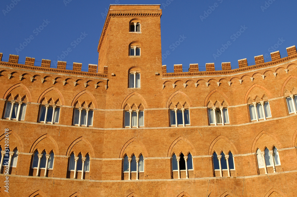 Siena - Piazza del Campo and Palazzo Sansedoni, Tuscany, Italy.
