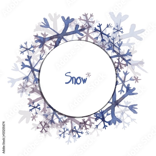 Blue, purple snowflakes on the card