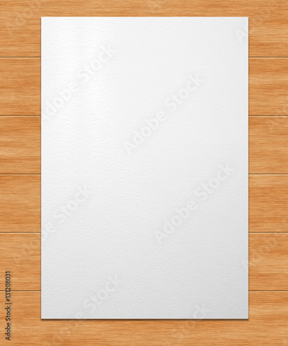 white paper on wood background