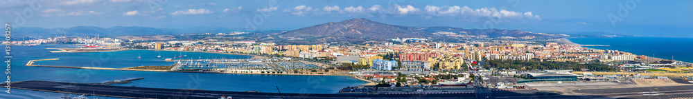 Panorama of La Linea and Gibraltar Airport