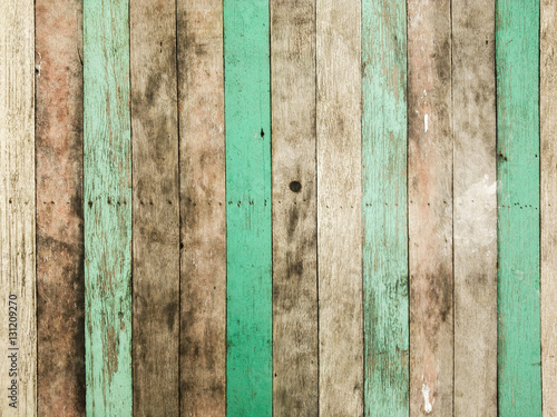 Vintage old wooden panel vertical texture background, retro aged wood panel stripe wallpaper, ancient. © ta0uu