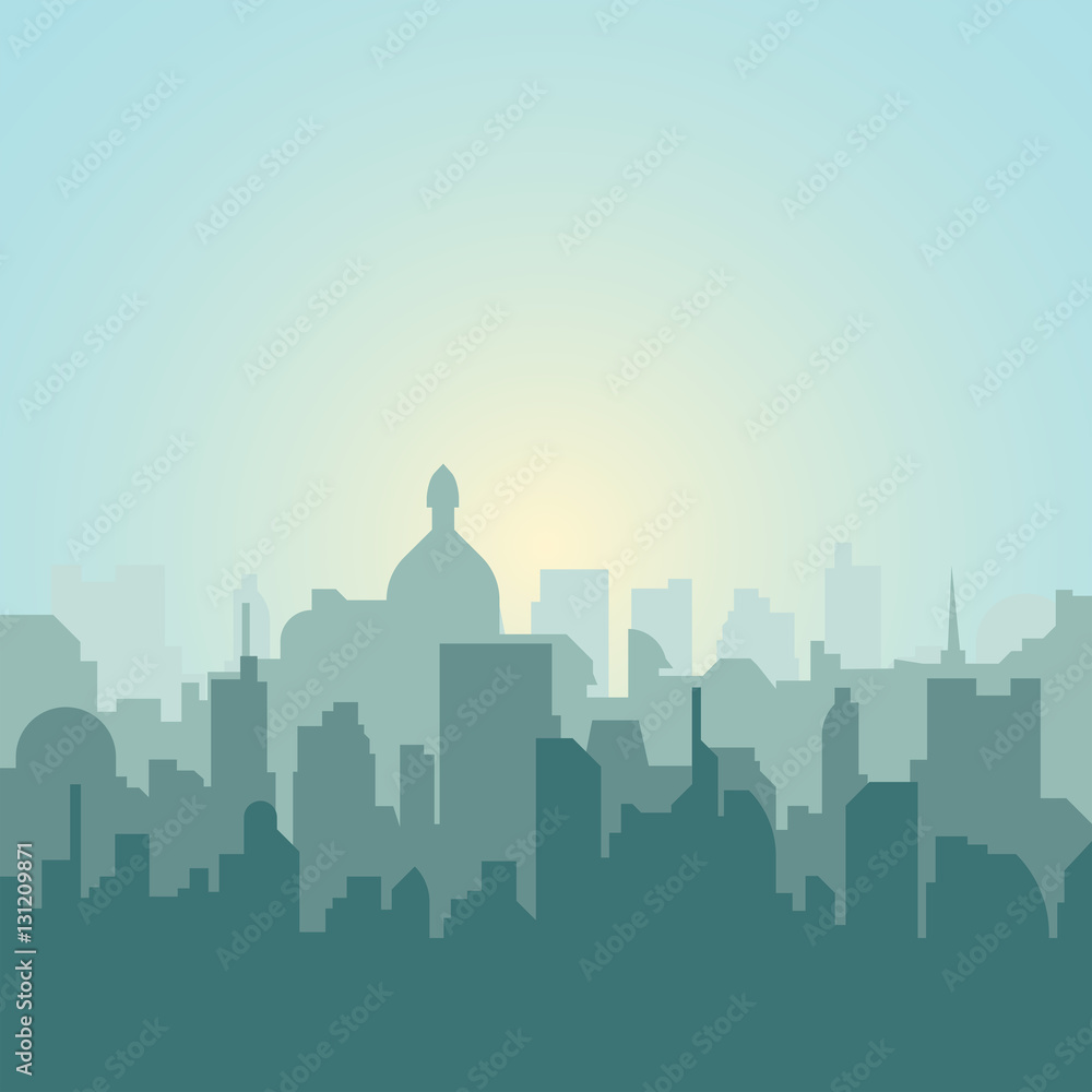 Modern city skyline silhouette. Vector illustration