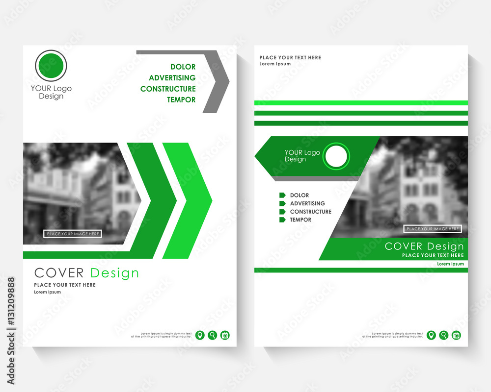 Green cover design template for annual report. Modern business concept