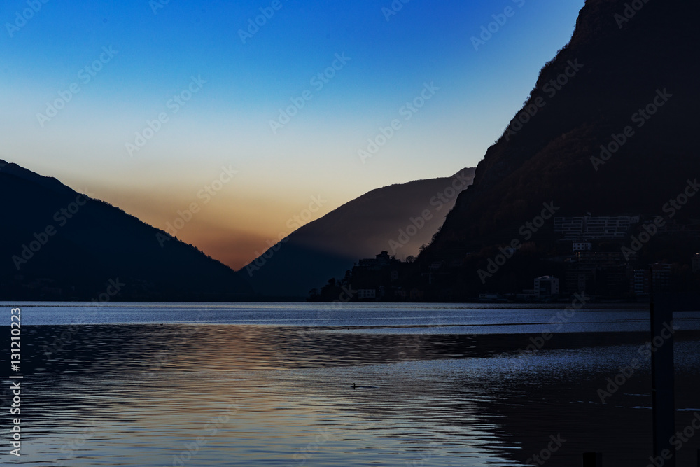 Sunrise at Lake Lugano