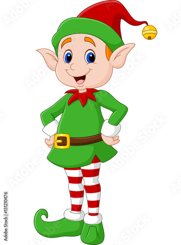 Cute green elf posing. isolated on white background