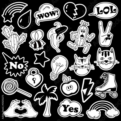 Set Of Fashion Stickers In 80s-90s Comic Style.