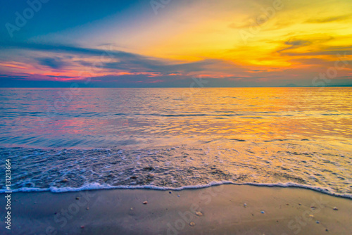 Fototapeta Naklejka Na Ścianę i Meble -  Landscapes of sunset on the beach with colorful sky background.