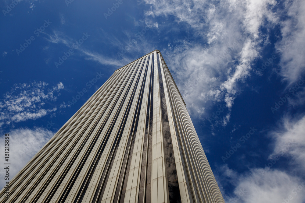 Spectacular view of a white business building