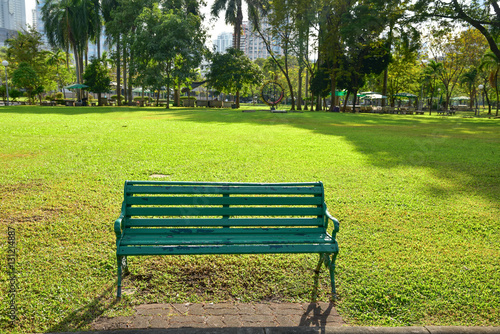 Isolated Long Chair in a Park