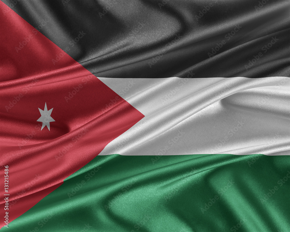 Jordan flag with a glossy silk texture. Jordan flag with a glossy silk texture.