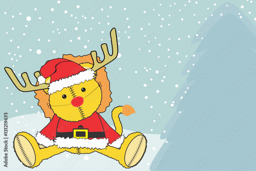 cute litle lion plush santa claus costume xmas background in vector format cute litle lion plush santa claus costume xmas background in vector format