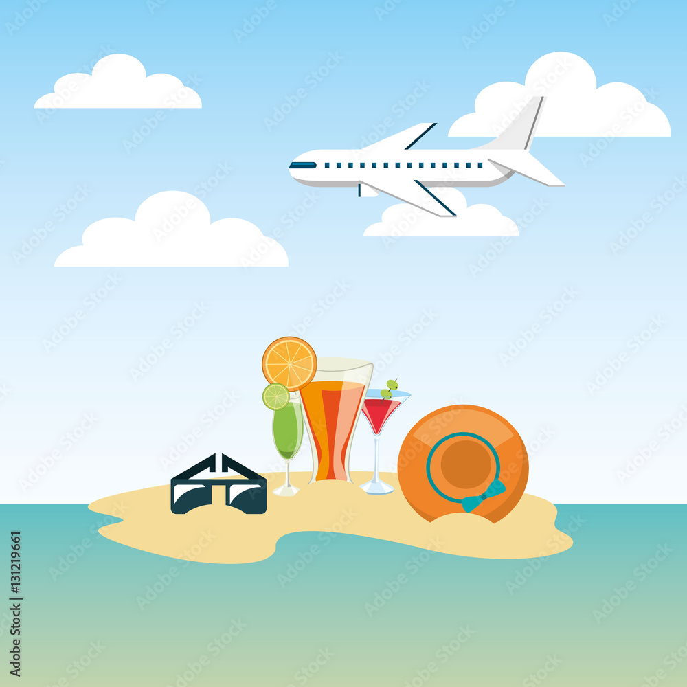 travel holidays flat line icons vector illustration design