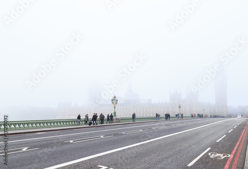 Tourists on Westminster Bridge, London.