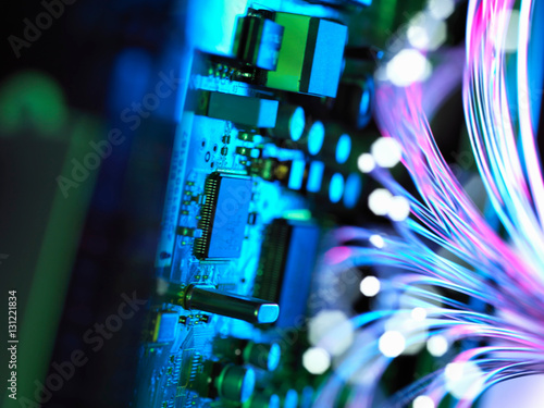 Cyber attack with fibre optics shooting past electronics of broadband hub