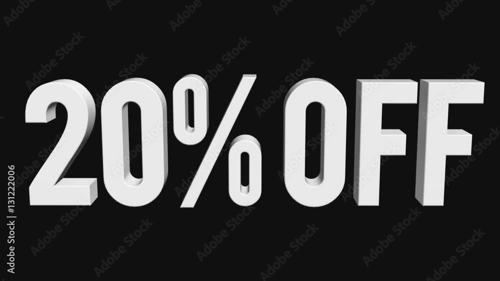 20 Percent Off 3d Letters Rotate On Black Background 3d Render 4K And 