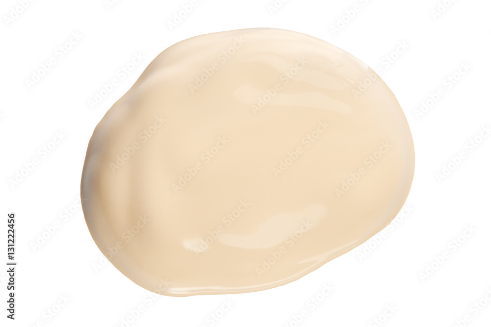 Round face make-up liquid foundation sample on a white background Round face make-up liquid foundation sample on a white background