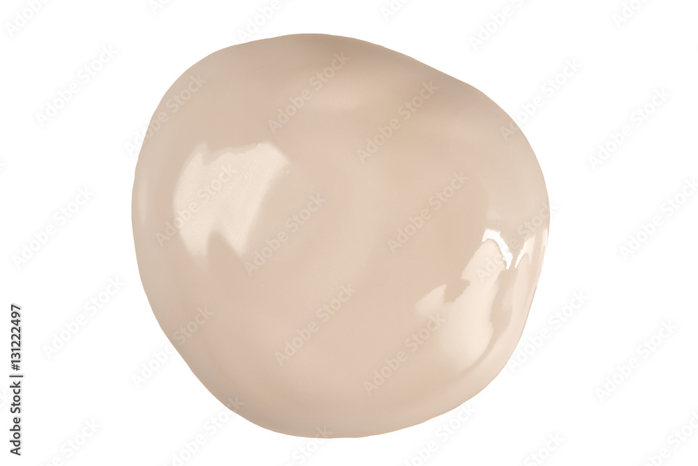 Round face make-up liquid foundation sample on a white background Round face make-up liquid foundation sample on a white background