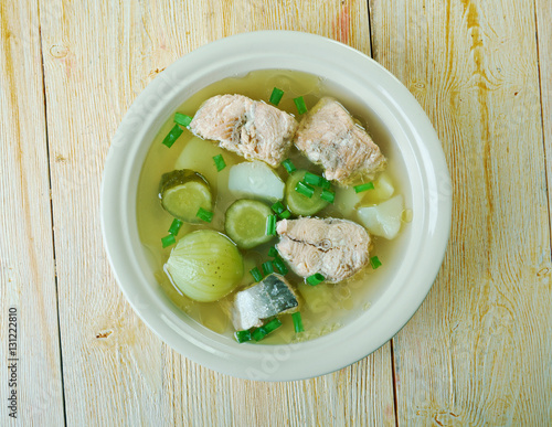 Russian fish solyanka soup photo