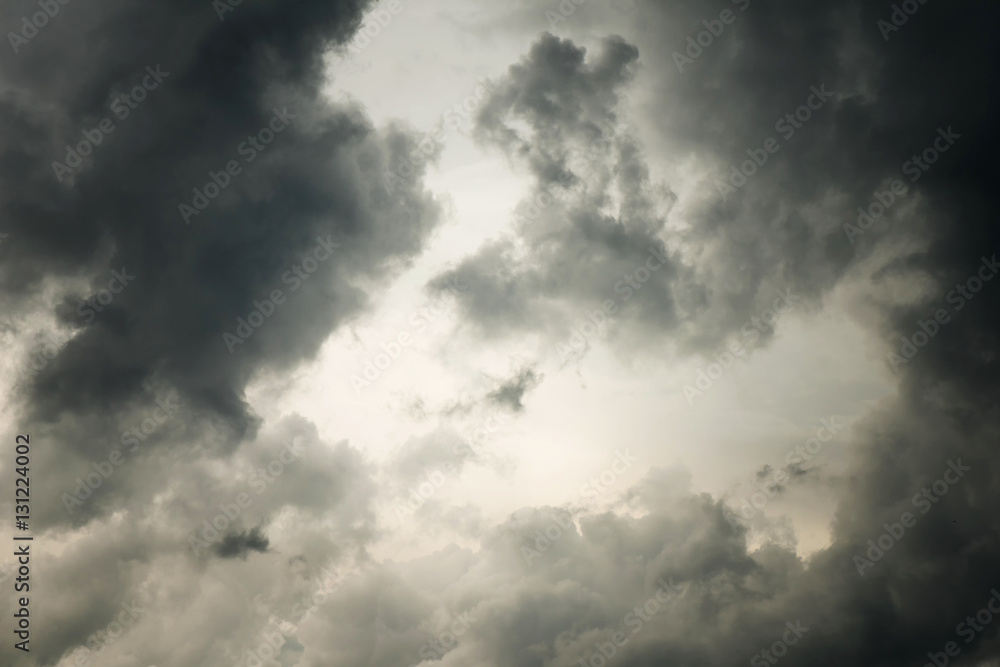 Dramatic dark sky and black cloud for background