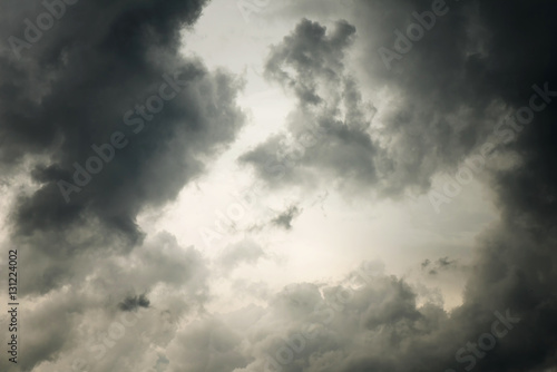 Dramatic dark sky and black cloud for background