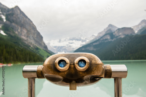 Coin operated binoculars, Lake Louise, Alberta, Canada photo