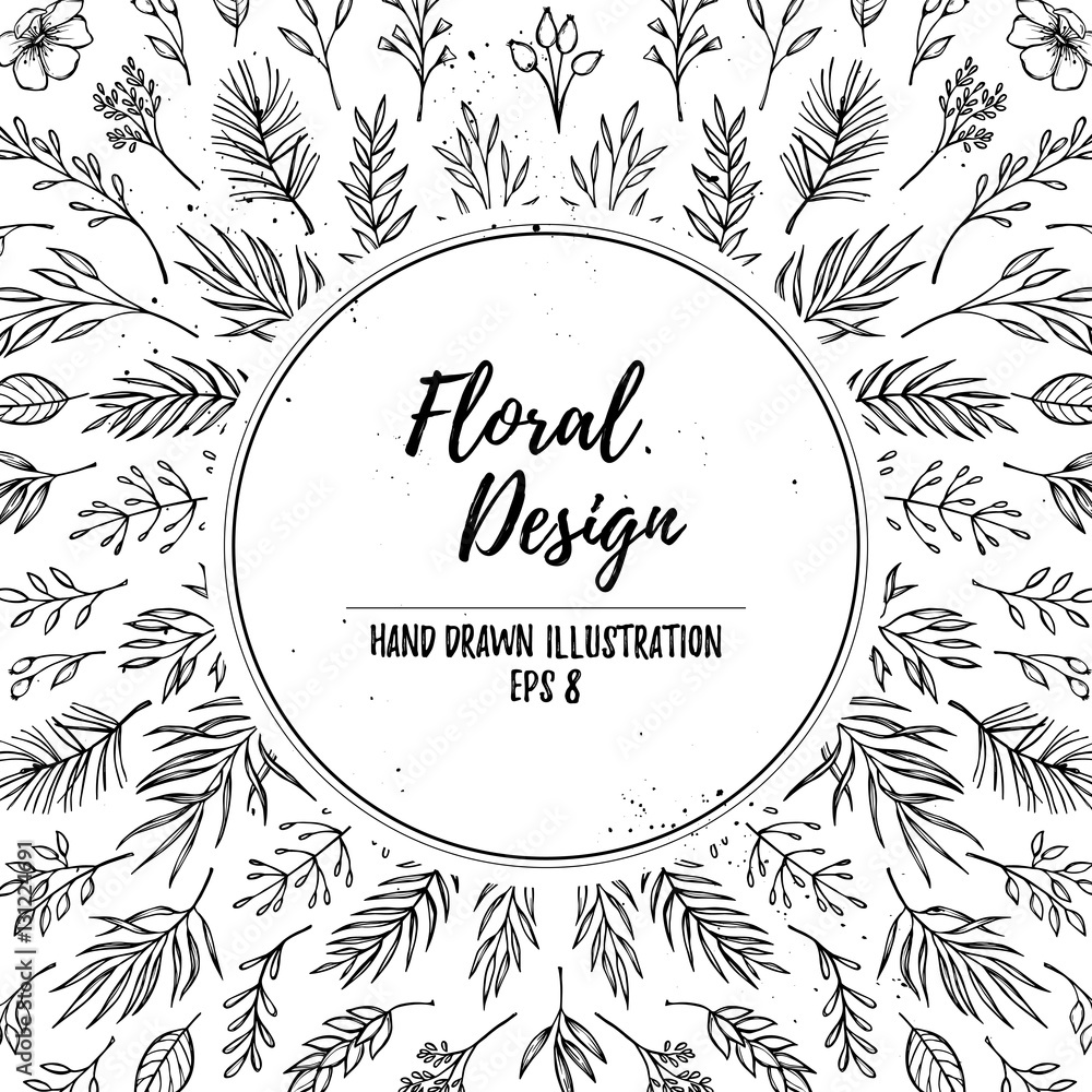 Hand drawn vector floral template. Christmas design elements (le Hand drawn vector floral template. Christmas design elements (le