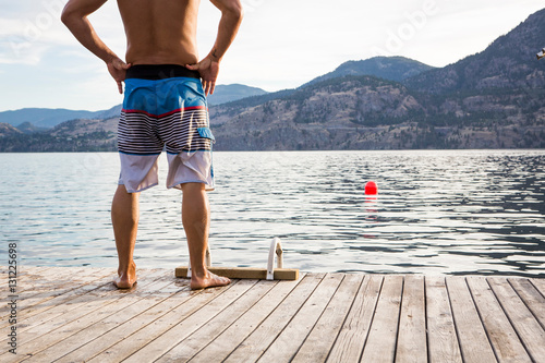 Man on pier, Penticton, Canada
