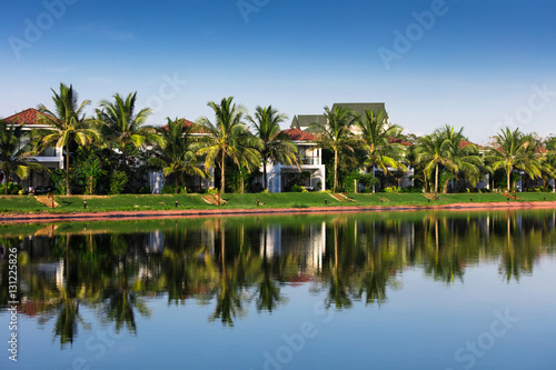 villas on the shore of the lake