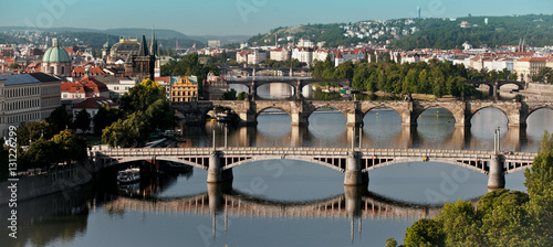 View of central bridges of Prague