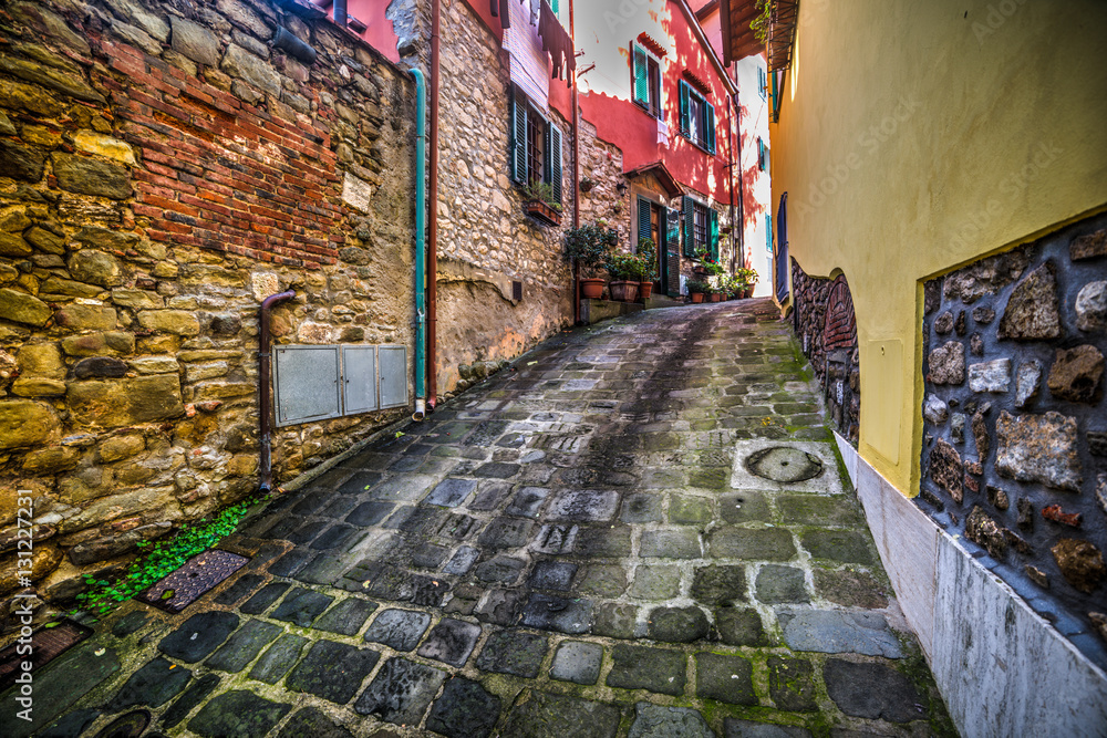 Naklejka premium narrow backstreet in Montecatini