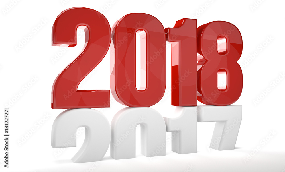 2018 red isolated over old 2017 3d render 2018 red isolated over old 2017 3d render