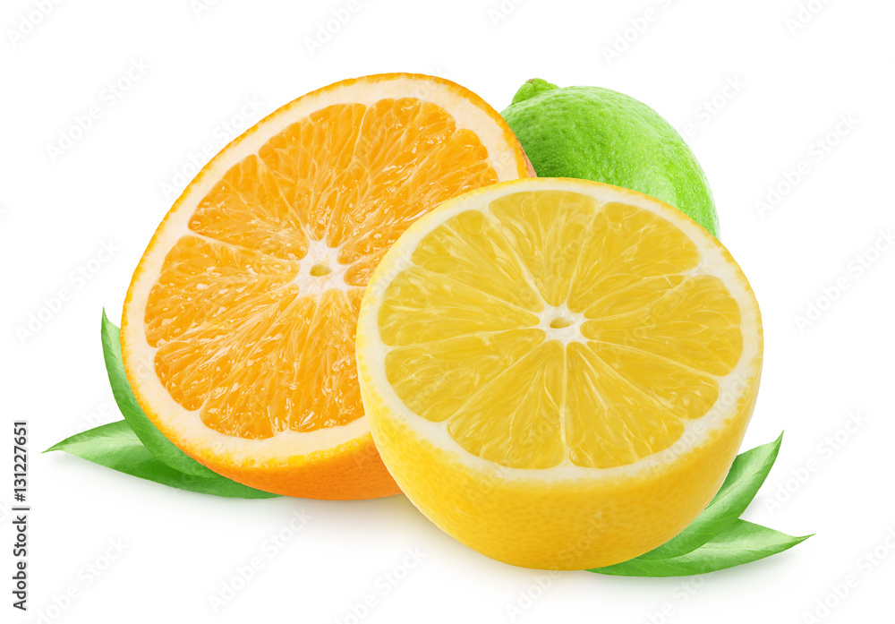 Citrus fruits. Orange, lemon, lime isolated on white background Citrus fruits. Orange, lemon, lime isolated on white background