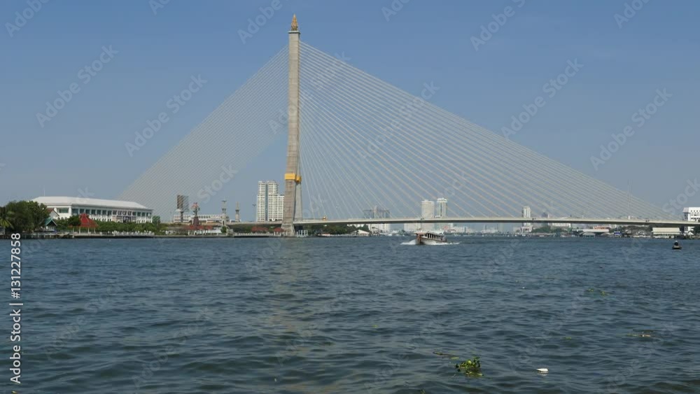 Boats cruising on the Chao Praya River, Bangkok, Thailand. Expansive view of the skyline. Boats cruising on the Chao Praya River, Bangkok, Thailand. Expansive view of the skyline.