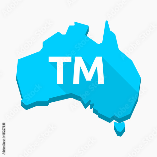 Isolated Australia map with    the text TM