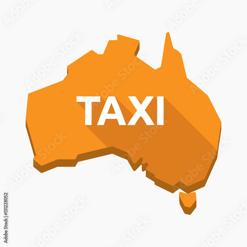Isolated Australia map with    the text TAXI