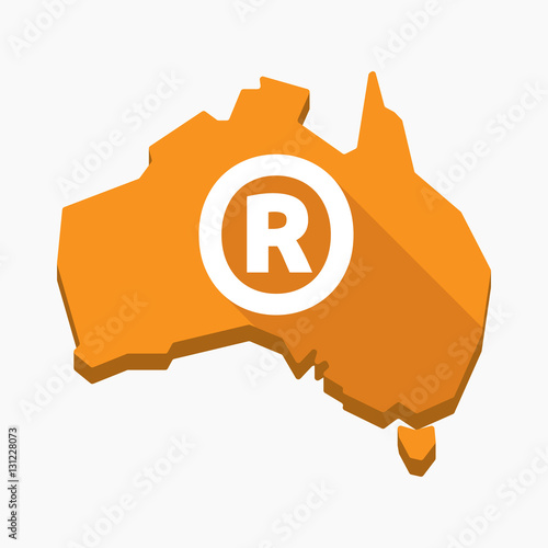 Isolated Australia map with    the registered trademark symbol